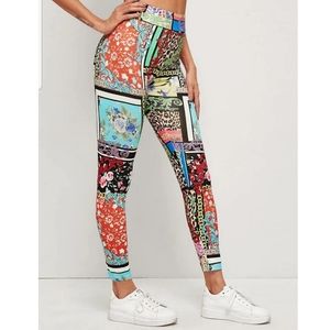 Womens Patchwork Print Leggings